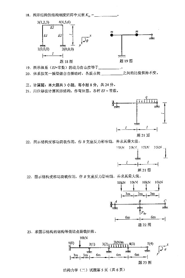 2019年4月自考02439结构力学（二）真题(图5)