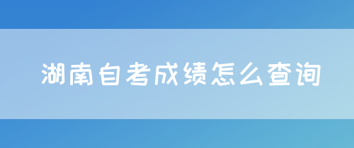 湖南自考成绩怎么查询