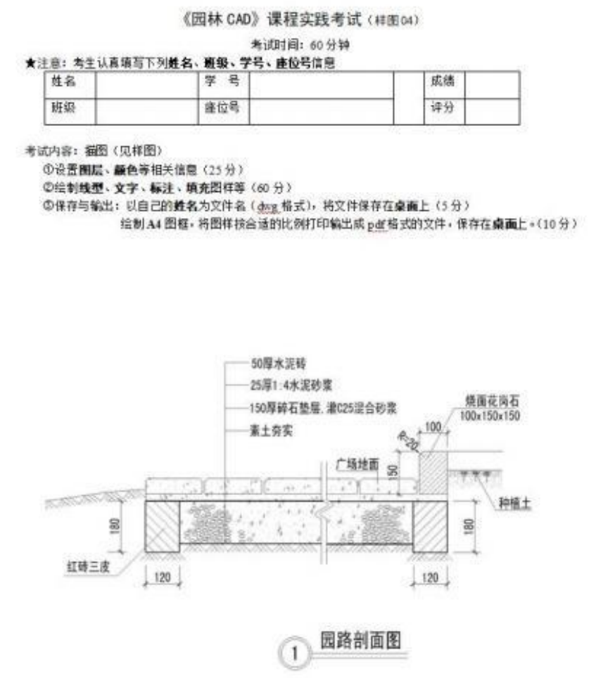 湖南农业大学高等教育自学考试实操课程10385园林CAD考核大纲(图2)